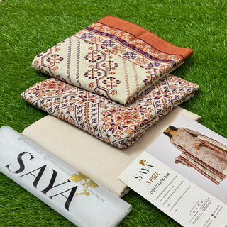 Printed Jacquard Khaddar 3 Piece (Unstitched)