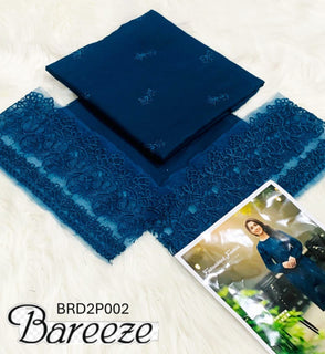 2-PC EMB SUITS WITH PATCHIES, FABRIC PREMIUM AIR-JET DHANAK, BREEZE UNSTICHED