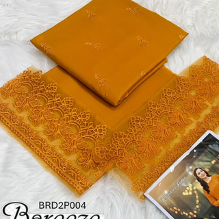 2-PC EMB SUITS WITH PATCHIES, FABRIC PREMIUM AIR-JET DHANAK, BREEZE UNSTICHED